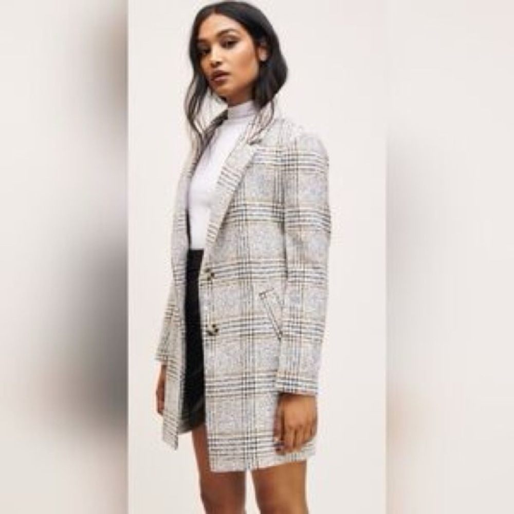 Dynamite Womens Plaid Blazer Coat